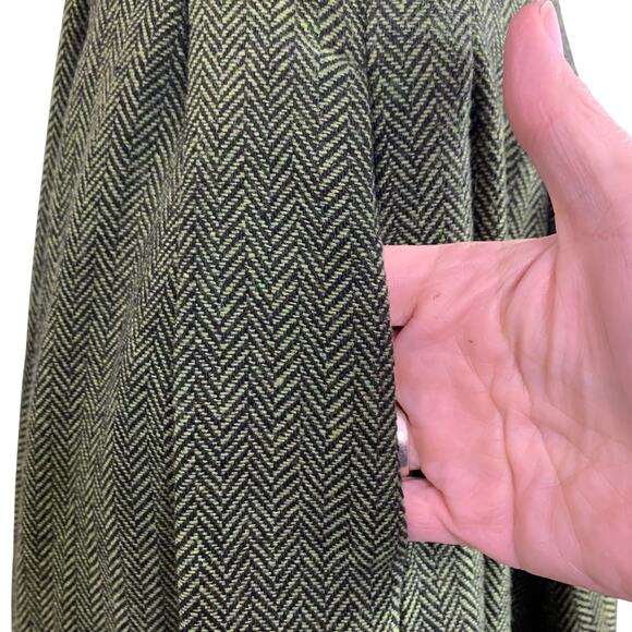 Modcloth x Collectif Dress Size XS US 4 UK8 Herringbone Fit Flare Green Pockets - Picture 6 of 10